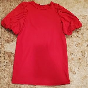 Red vintage dress with butterfly short sleeves